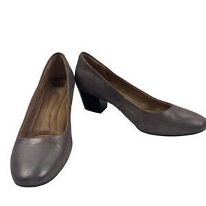 Sofft Lana Bronze Metallic Round Toe Comfort Leather Heels Women's Size 10